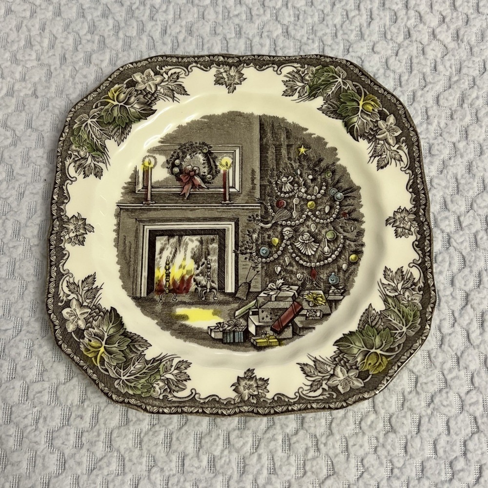Johnson Brothers The Friendly Village Merry Christmas Square Snack Plates 7 3/8"
